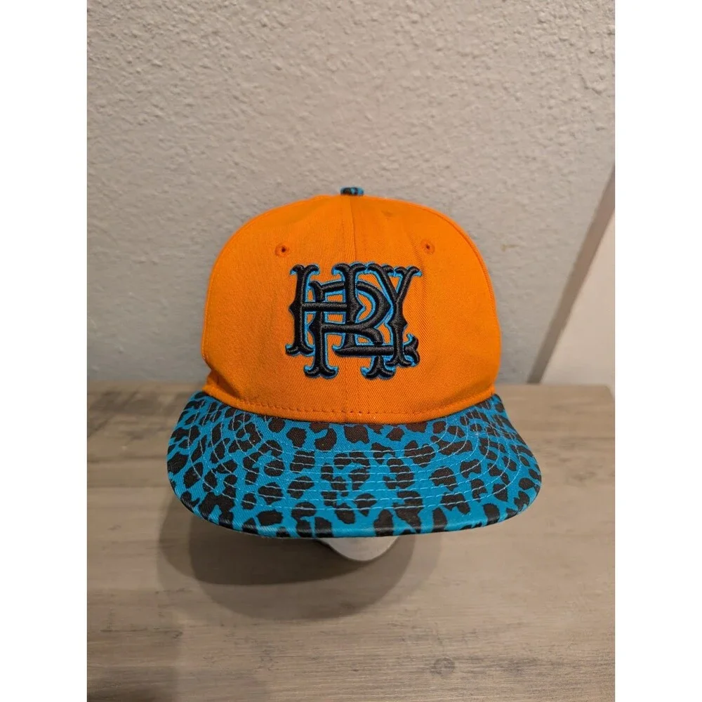 Hurley New Era 9FIFTY Youth Snapback Hat Orange Blue Leopard Print Flat Bill